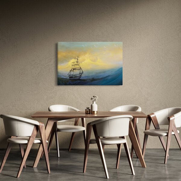 Obraz - Maľba lode na mori (90x60 cm)