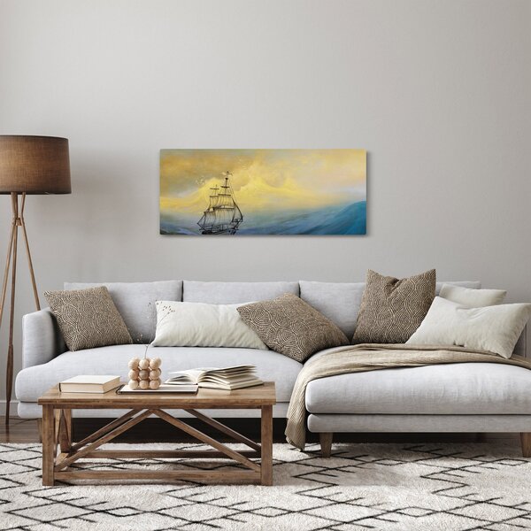 Obraz - Maľba lode na mori (120x50 cm)