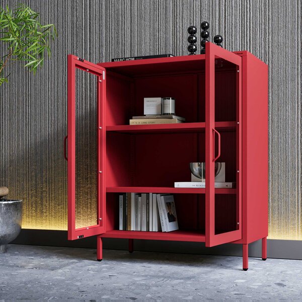 Vitrína GINA, 800 x 1015 x 400 mm, Modern: červená farba