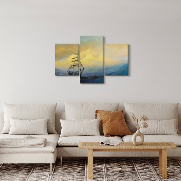 Obraz - Maľba lode na mori (90x60 cm)