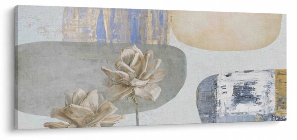 Obraz - Maľba s kvetmi a textúrami (120x50 cm)