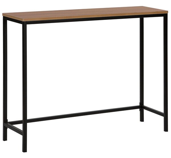 Konzolový stôl hnedý čierny 30 x 100 cm MDF stolný kovový rám obdĺžnikový priemyselný