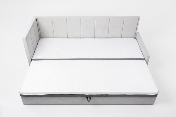 Sivá ženilková rozkladacia/s úložným priestorom pohovka 214 cm Fulgeo – ELTAP