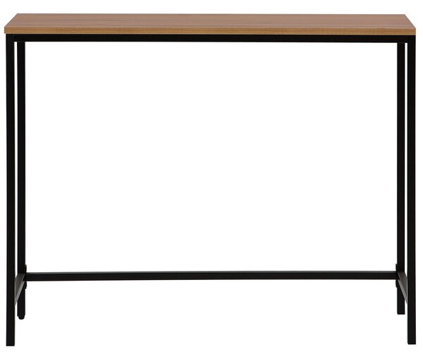 Konzolový stôl hnedý čierny 30 x 100 cm MDF stolný kovový rám obdĺžnikový priemyselný