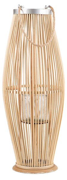 Lampáš prírodný z bambusového dreva výška 72 cm s držiakom na sviečku do interiéru a exteriéru škandinávsky boho štýl