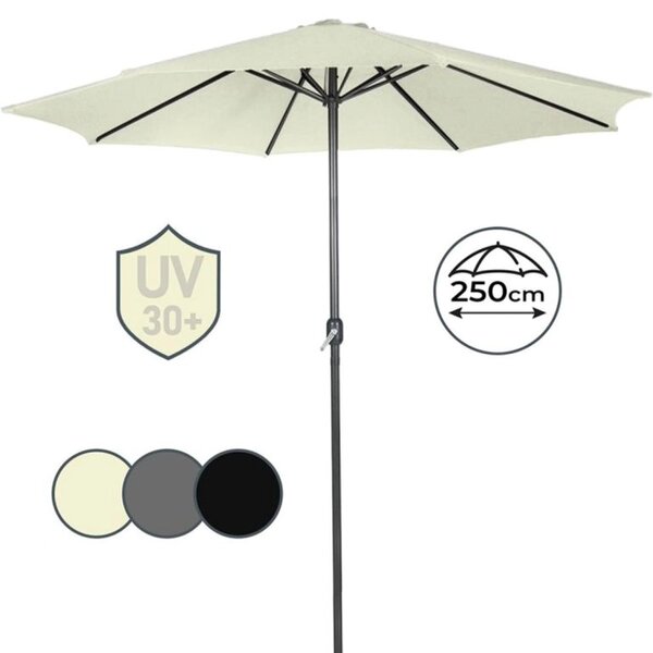 MIADOMODO slnečník s kľučkou 250 cm, krémový