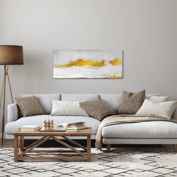 Obraz - Zlaté a šedé ťahy (120x50 cm)