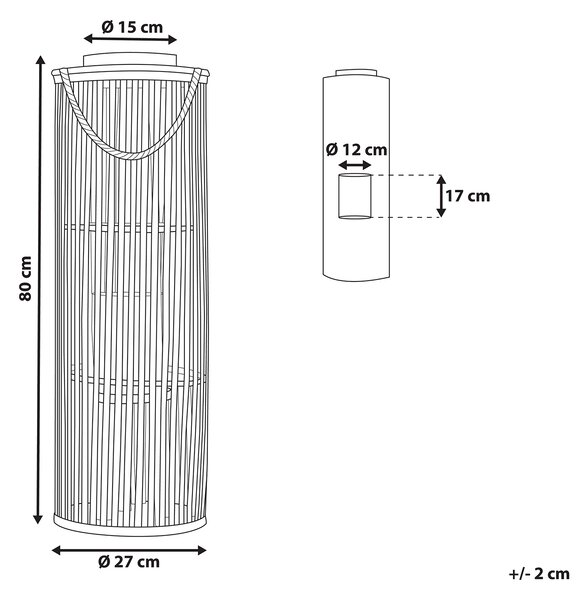 Lampáš čierny vŕbové drevo 80 cm s držiakom na sviečku prírodný boho štýl dekorácie