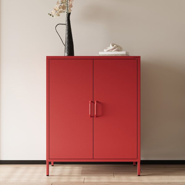 Skrinka do obývačky s policami VITO, 800 x 1015 x 400 mm, Modern: červená farba