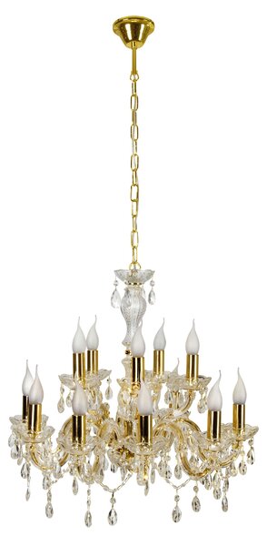 Zlatý krištáľový luster Maria Teresa pre žiarovku 12x E14 – LED lustre a svietidlá > Kolekcie svietidiel > Kolekcia svietidiel MARIA