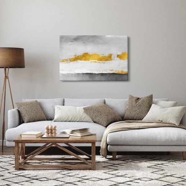 Obraz - Zlaté a šedé ťahy (90x60 cm)