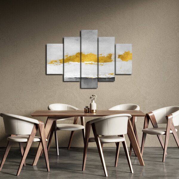 Obraz - Zlaté a šedé ťahy (150x105 cm)