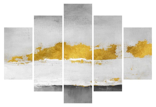 Obraz - Zlaté a šedé ťahy (150x105 cm)