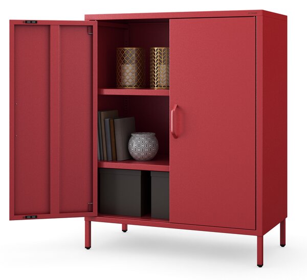 Skrinka do obývačky s policami VITO, 800 x 1015 x 400 mm, Modern: červená farba