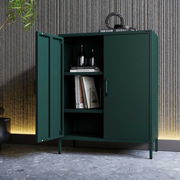 Skrinka do obývačky s policami VITO, 800 x 1015 x 400 mm, Modern: fľaškovo zelená farba