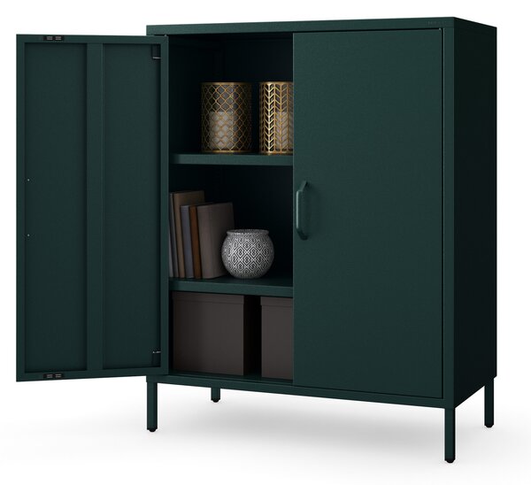 Skrinka do obývačky s policami VITO, 800 x 1015 x 400 mm, Modern: fľaškovo zelená farba