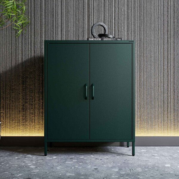 Skrinka do obývačky s policami VITO, 800 x 1015 x 400 mm, Modern: fľaškovo zelená farba