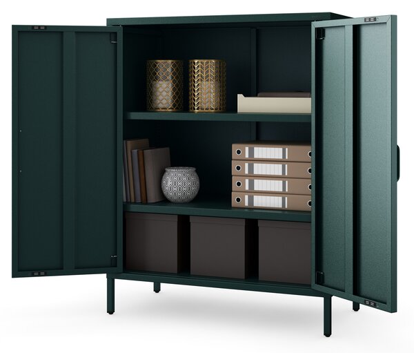 Skrinka do obývačky s policami VITO, 800 x 1015 x 400 mm, Modern: fľaškovo zelená farba
