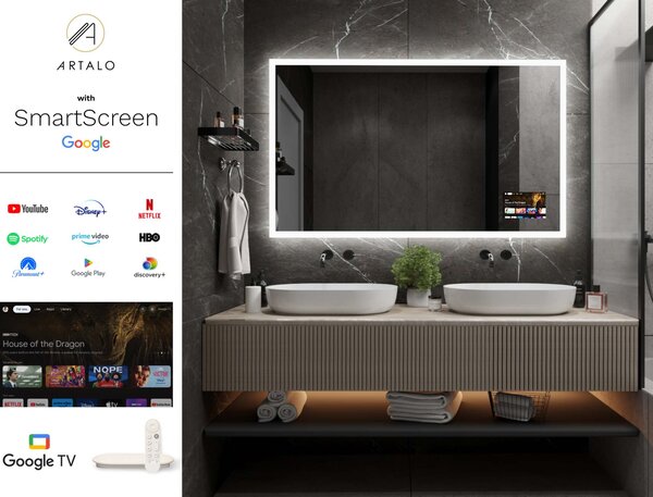 SMART Zrkadlo do kúpeľne s LED osvetlením M1 + SmartScreen with Google TV
