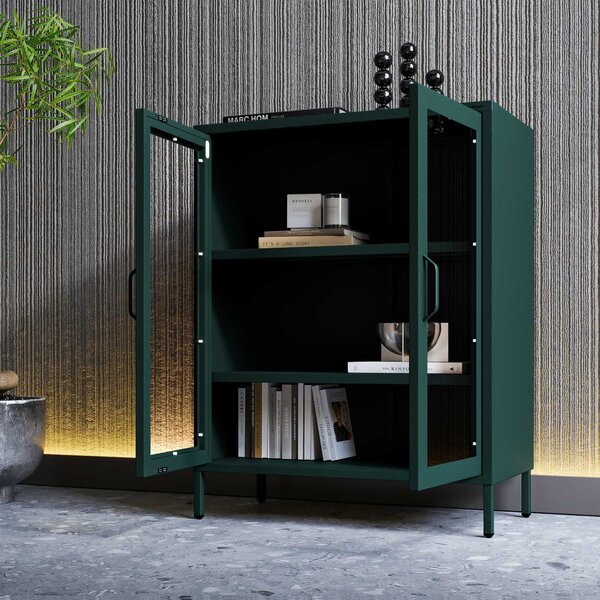 Vitrína GINA, 800 x 1015 x 400 mm, Modern: fľaškovo zelená farba