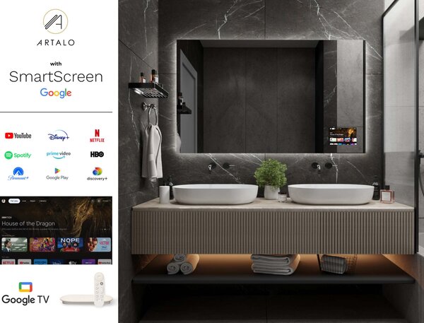 SMART Zrkadlo do kúpeľne s LED osvetlením M24 + SmartScreen with Google TV
