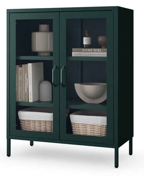 Vitrína GINA, 800 x 1015 x 400 mm, Modern: fľaškovo zelená farba
