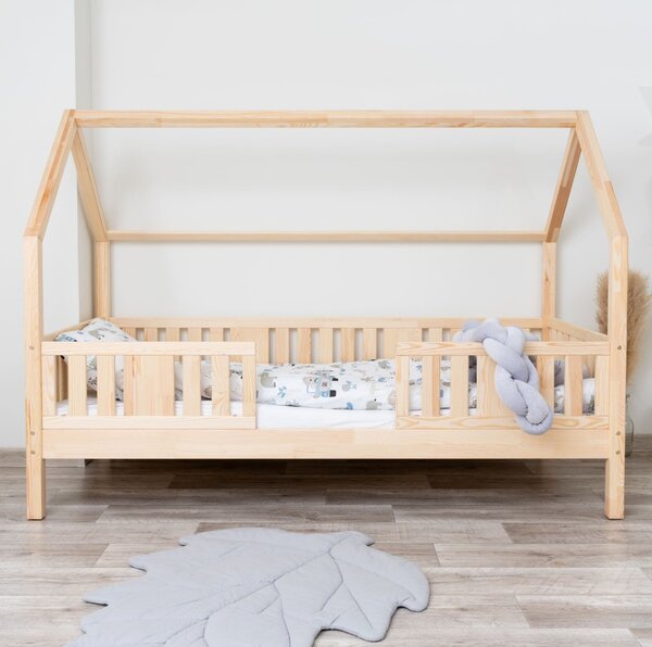 MAXMAX Detská domčeková posteľ z masívu borovice NIKO L 20 - 200x120 cm