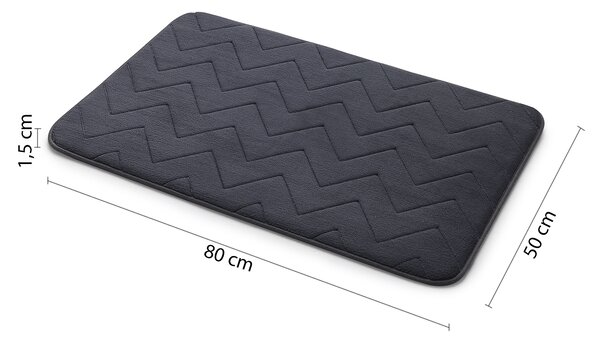 Gedy Gedy, MOUSSE kúpeľňová predložka, 50x80 cm, 100% polyester, protisklz, antracit, 96MS508085