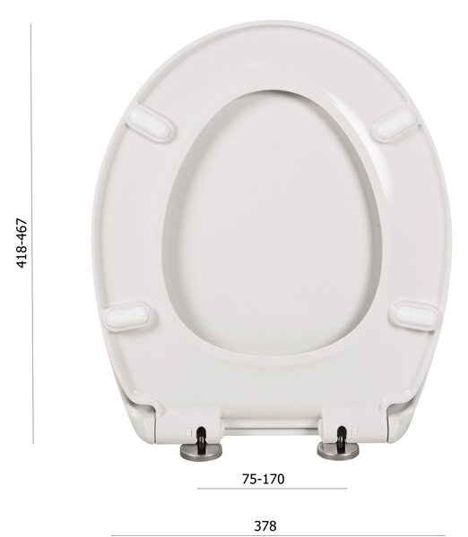 Gamma Sines, toaletné WC sedátko 418(467)x378mm, polypropylén, pomalé zatváranie, biela, GMA-D1