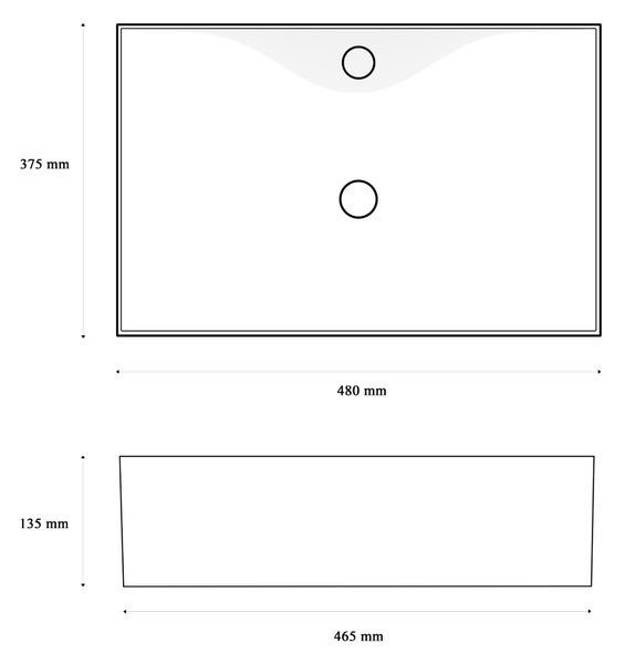 Gamma Yogi, umývadlo na dosku 480x375x135 mm, biela lesklá, GMA-UC-YOGI