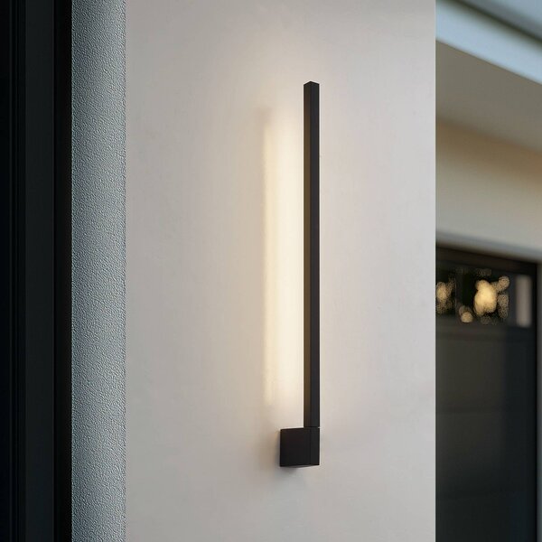 Lindby LED nástenné svetlo Neano, 80 cm, čierne, kov, IP54, Čierna, Hliník, Moderný, Nástenné svietidlo
