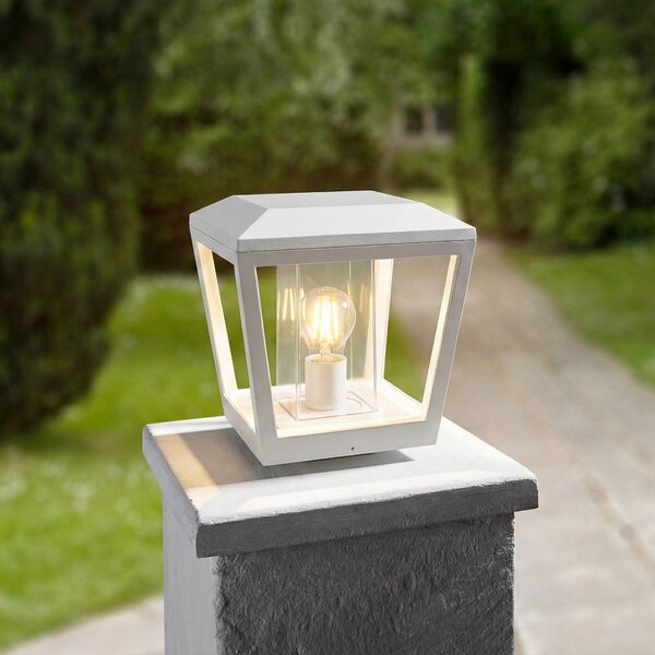 Lucande Podlahová lampa Dunia, biela, kov, 24 cm, IP54, Biela / opálová, Hliník, Moderný, Vonkajčie stĺpové osvetlenie