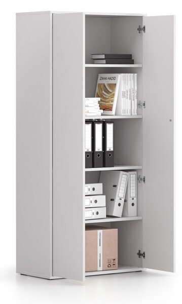 Kancelárska spisová skriňa BLOCK, 2× dvere, 800 × 400 × 1748 mm, biela