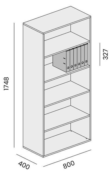 Kancelársky regál BLOCK, 800 x 400 x 1748 mm, biela