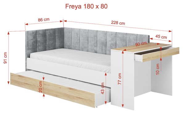 Detská posteľ SHET 180 x 80 cm Veľkosť: 180 x 80 cm