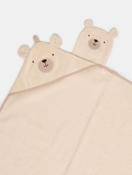 Sinsay - Bavlnený uterák s kapucňou s motívom macka a žinkou 2 pack - telová