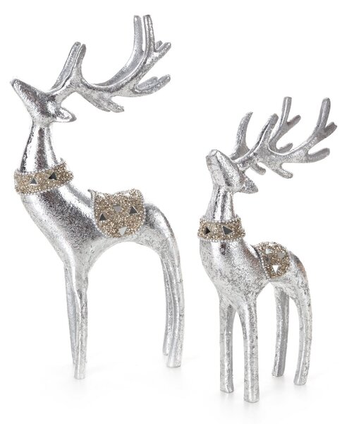 VIANOČNÁ SOŠKA DEER 30CM STRIEBORNÁ