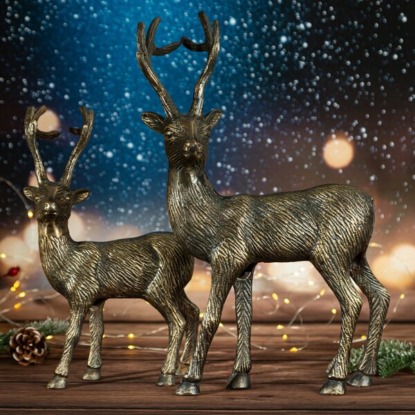 VIANOČNÁ SOŠKA DEER 42CM TMAVÁ ZLATÁ