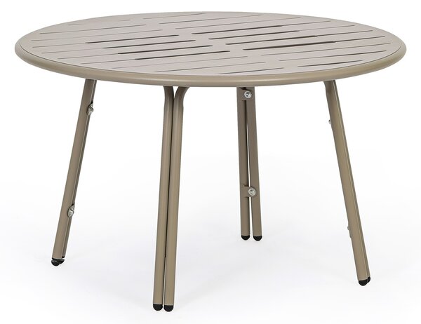 Kovový bistro stôl VENTO, priemer 80 cm, na vonkajšie použitie, béžová
