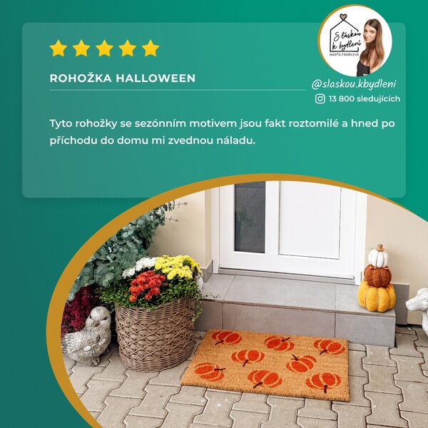 Hanse Home, Rohožka Halloween oranžové tekvice 105677 – na von aj na doma, 45x75, oranžová, chodba / predsieň