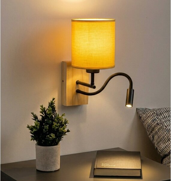 Brilagi - LED nástenné svietidlo NUBILA WOOD 1xE27/25W/230V + LED/3W dub/čierna/žltá