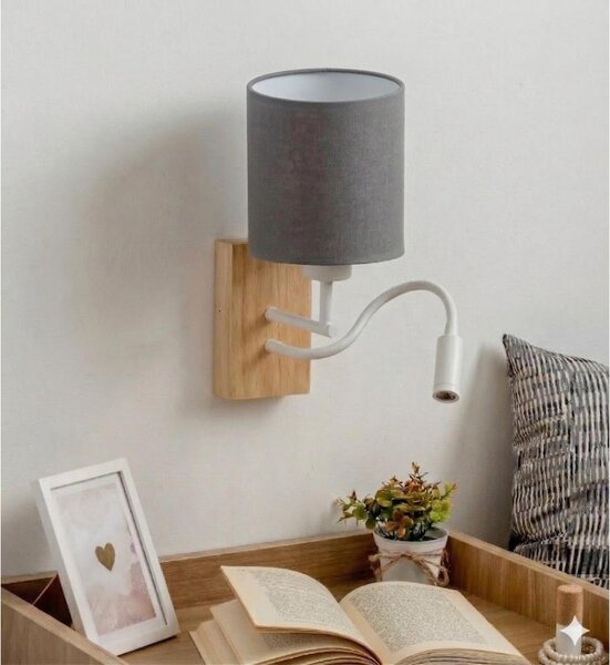 Brilagi - LED nástenná lampa NUBILA WOOD 1xE27/25W/230V + LED/3W dub/biela/svetlošedá