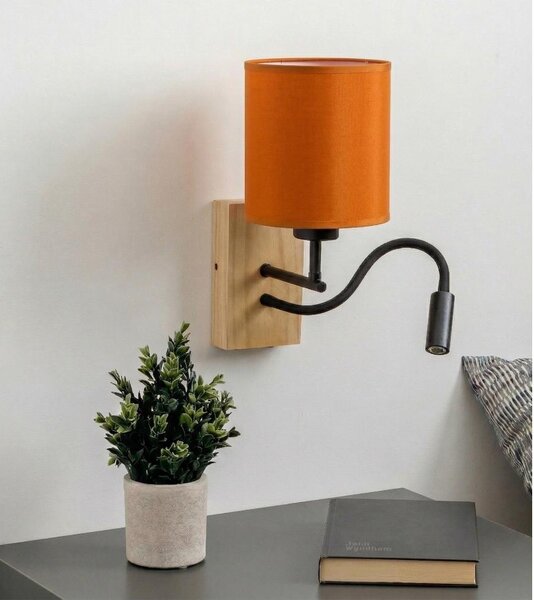 Brilagi - LED nástenná lampa NUBILA WOOD 1xE27/25W/230V + LED/3W dub/čierna/oranžová