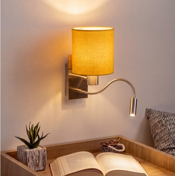 Brilagi - LED flexibilná nástenná lampa NUBILA 1xE27/25W/230V+LED/3W chróm/žltá