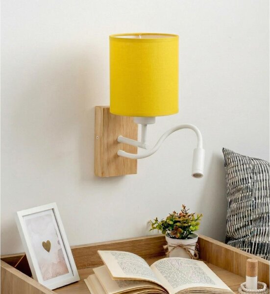 Brilagi - LED nástenné svietidlo NUBILA WOOD 1xE27/25W/230V + LED/3W dub/biela/žltá