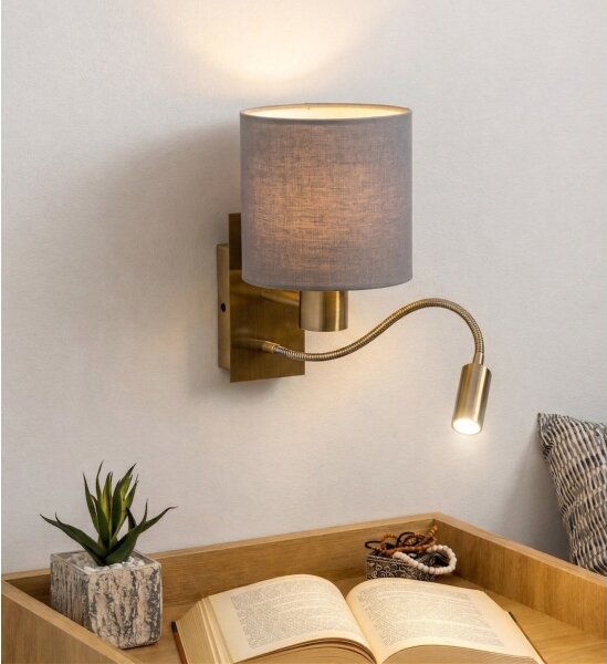 Brilagi - LED flexibilná nástenná lampa NUBILA 1xE27/25W/230V + LED/3W mosadz/svetlosivá