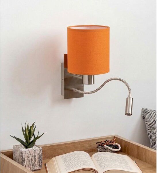 Brilagi - LED flexibilná nástenná lampa NUBILA 1xE27/25W/230V+LED/3W chróm/oranžová