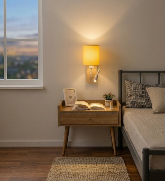 Brilagi - LED nástenné svietidlo NUBILA WOOD 1xE27/25W/230V + LED/3W dub/biela/žltá