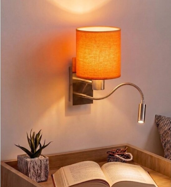 Brilagi - LED flexibilná nástenná lampa NUBILA 1xE27/25W/230V+LED/3W chróm/oranžová