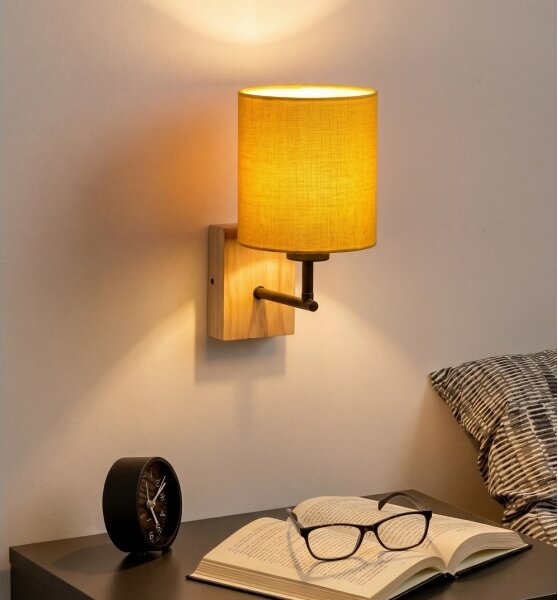Brilagi - Nástenné svietidlo NUBILA WOOD 1xE27/25W/230V dub/čierna/žltá